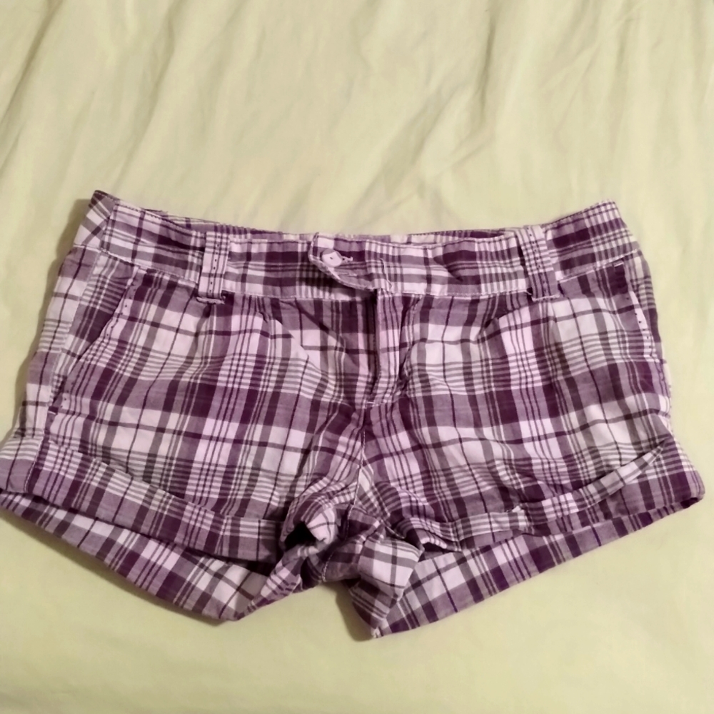 Aeropostale Purple and White Plaid Shorts